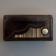 Vintage Circle Y of Yoakum Saddle Match Aztec Tapestry Texas LEATHER Wallet