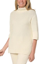 Peace Love World Women's Cotton Elbow Slv Turtleneck Sweater Pristine