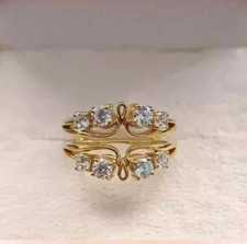2CT Round Lab Created Diamond Enhancer Guard Wrap Ring 14K Yellow Gold Plated