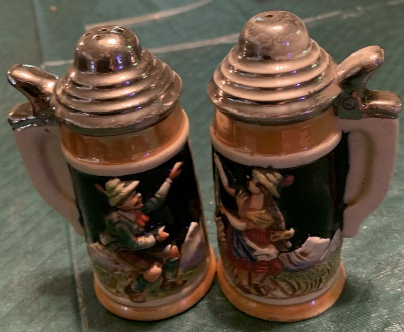 Vintage German Stein Salt & Pepper Village Treasure House (Set of 2)  