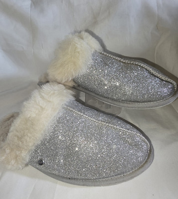 UGG Scuffette Sparkle Slipper Silver Women's Size 8