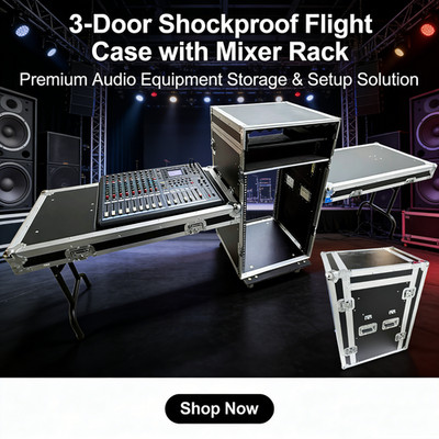 3-door Shockproof Aviation Case with Mixer Stand Stage control Audio Rack Case