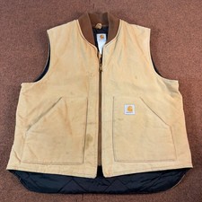 Carhartt Arctic Quilt Lined Duck Vest Tan Canvas Workwear V01 BRN Mens XL