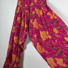 Vibrant Floral Print Wide Leg Palazzo Pants XS  Boho Festival