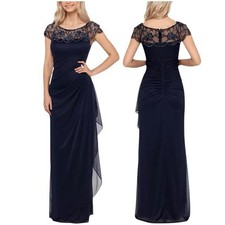   XSCAPE Navy Embellished Jersey Gown Floor Length Formal Dress Size 8