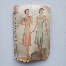 1930s Vintage 42" Bust Simplicity 3076 Slip Dress Sewing Pattern