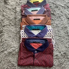 5 Greyson Polo Shirt Mens XL Geometric/Stripe Print  Golf Stretch Multicolor