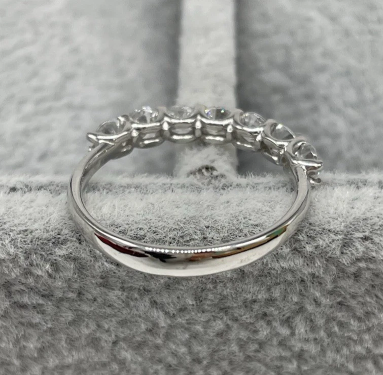 Anello Veretta di Oro Bianco 18kt carati nuovo 750 femminile 7 zirconi brillanti - Immagine 3 di 4