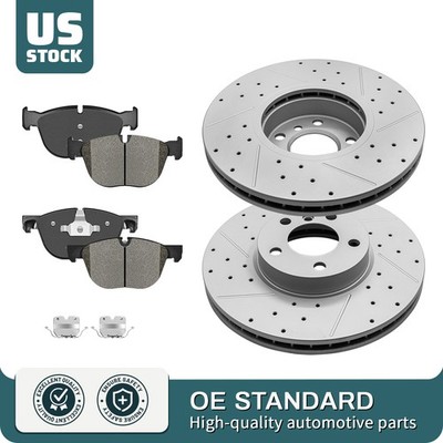 13.07 inch Front Disc Brake Rotors & Ceramic Brake Pads for 2011-2018 BMW X5 X6