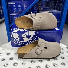 Birkenstock Boston Classic Taupe Suede Leather Unisex Shoes Narrow/Wide 37-45