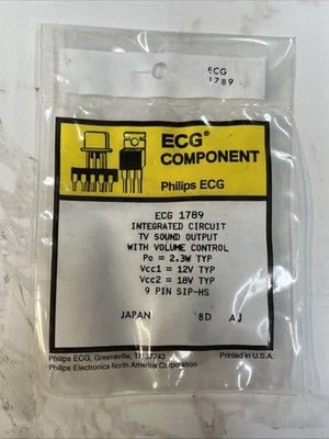 1 Each ~ ECG1789 ~ IC ~ TV Sound Preamp, AF Output Volume Control ~NOS~ NTE1789