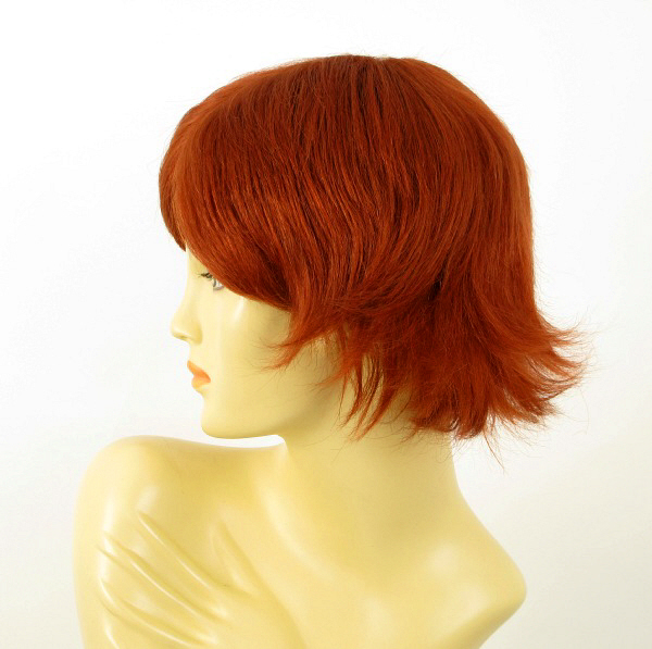 Perruque cheveux naturel courte couleur roux cuivré intense, modèle femme JENNA 130