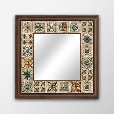 Mosaic Handmade Mirror Natural Stone Mosaic Tile Wooden Frame Home Art Deco