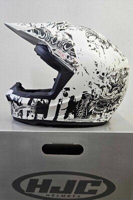 hjc creeper helmet YOUTH, HJC CL-XYII, Creeper Off Road Riding Helmet *YLG, YXL* White/Blk  MC105F