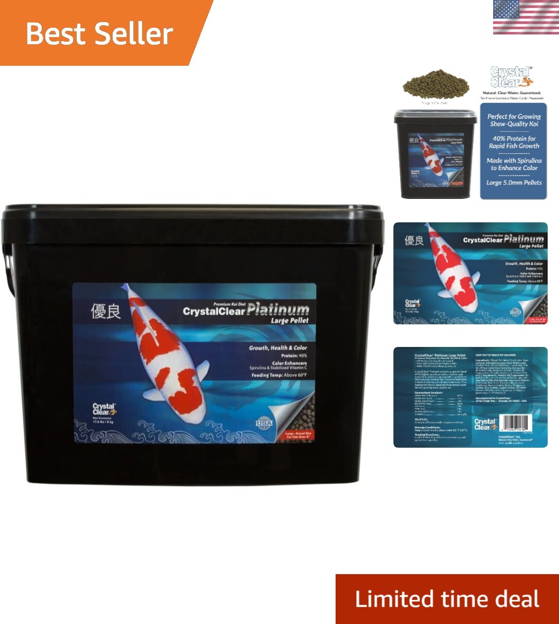 Platinum Fish Food, Premium Floating Pellets for Koi & Goldfish &ndash; Boost Growt...