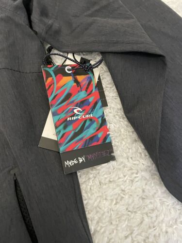 Rip Curl x Madsteez Mens Grey Hooded Lightweight Full Zip Jacket Elite Anti RARE - Picture 3 of 9