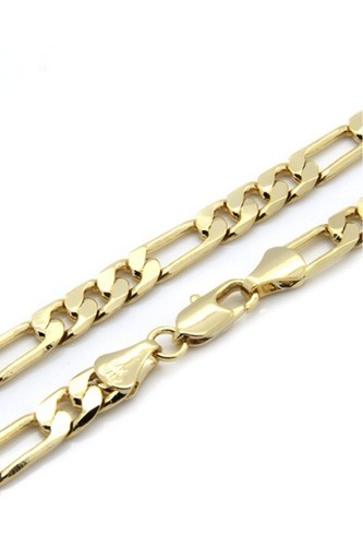 Mens 14k Gold Plated 5mm Italian Figaro 