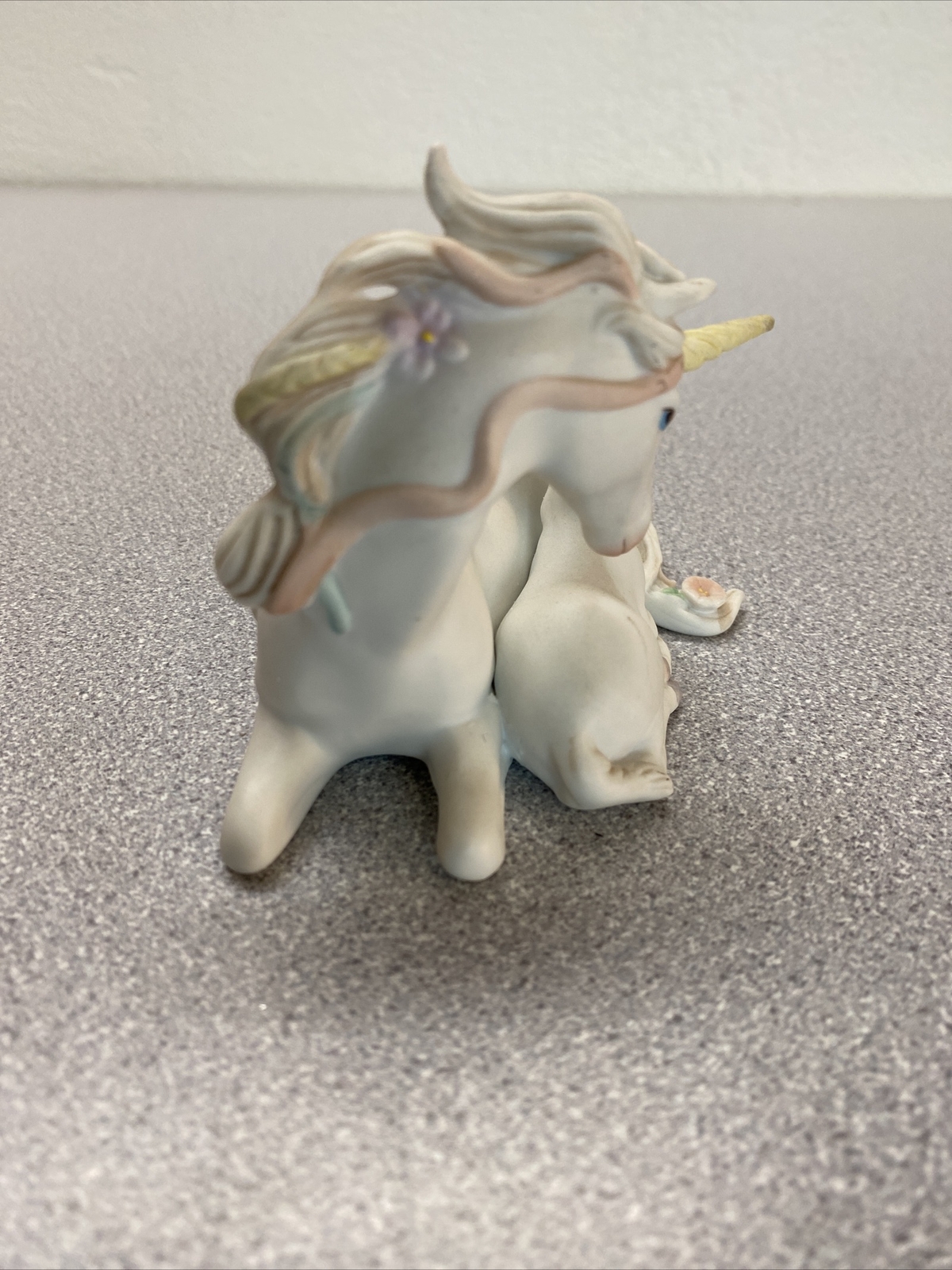 Vintage Porcelain Unicorns Figurine Statue by Enesco 1987 G.G. Santiago