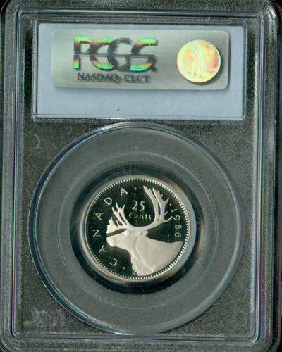 1986 CANADA 25 CENTS PCGS PR69 DCam  SPOTLESS * - Afbeelding 4 van 4