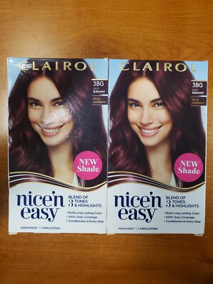 2 Pack: Clairol Nice'N Easy Permanent Hair Dye *#3BG Deep Burgundy* R7P2b