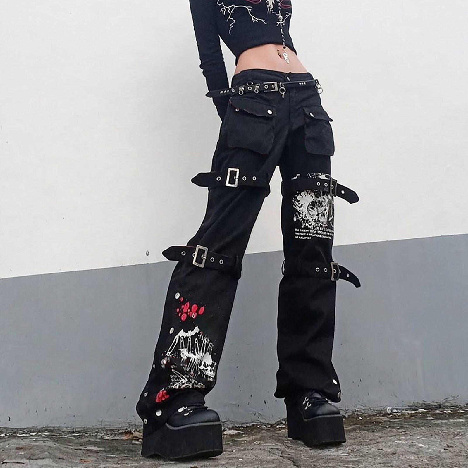Leg Loop Trousers Washed Jeans | eBay