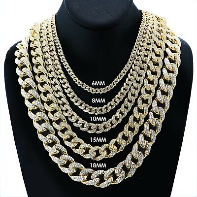 18K Gold PT Premium Cuban Chain Hip Hop Necklace 3107-8 | eBay