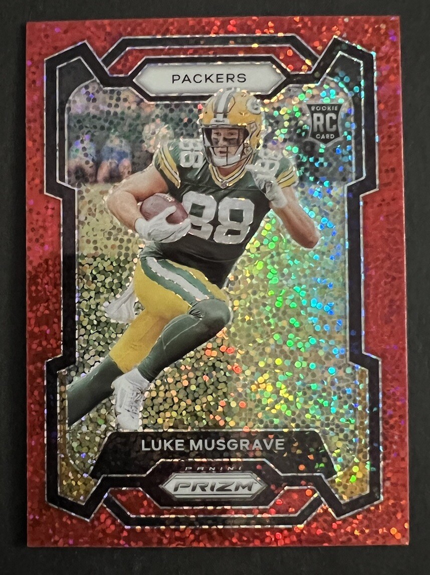2023 Panini Prizm #337 Luke Musgrave Rookie RC Red Sparkle Prizm GB Packers