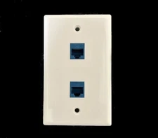 CAT5e Ethernet Wall Plate 2-Port Single Gang Keystone Network Female to Female