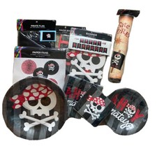 Pirate Birthday Party Decorations Plates Napkins 10 Black White Red