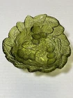 Vintage Pressed Glass 7" Candy Dish Grapes Leaves Depression Green Trinket Bowl