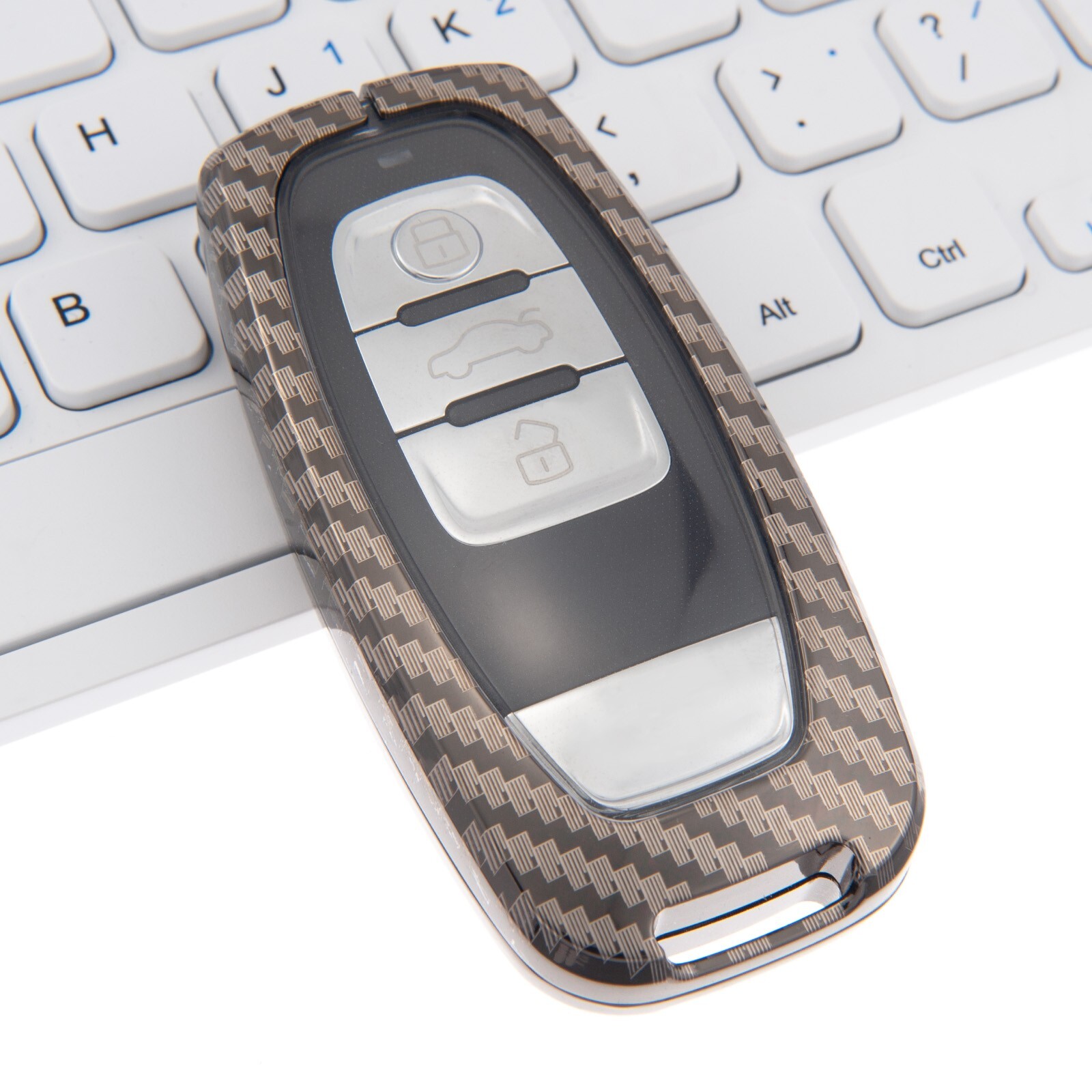 Metal Carbon Fibre Car Smart Key Cover Case For Audi A4 B8 A5 A6 C7 A7 A8 D4 Q5