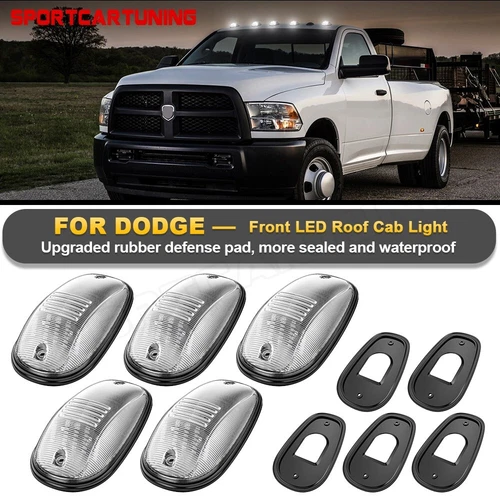 5X White LED Cab Roof Marker Lights For 2003-2018 Dodge Ram 1500 2500 3500 Truck