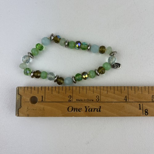 Cookie Lee Gold Tone Green Crystal Leaf Pendant Necklace with Bracelet Beads - Picture 10 of 10