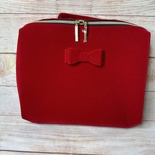 Estee Lauder Cherry Red Velveteen Makeup Cosmetics Train Case Travel Storage Bag