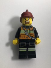 Lego Minifigure - Male Firefighter with Dark Red Helmet, Beard, Item cty0342