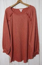LC Lauren Conrad Raglan Sleeve Top Ruffle Detail Womens 2X Jenna Mauve Soft NEW