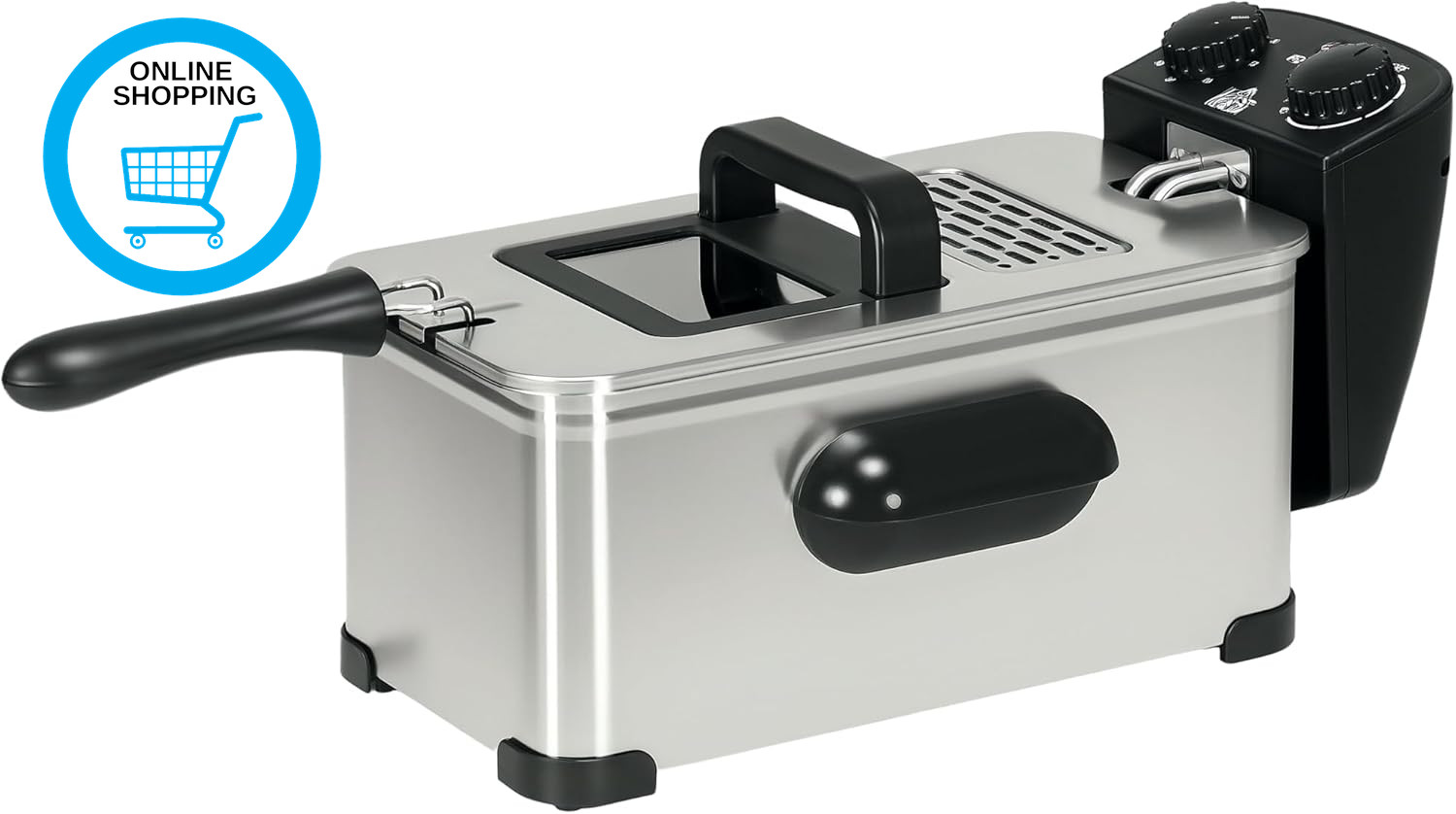 3 Litre Stainless Steel Deep Fat Fryer with Adjustable Temperature, 60Min Timer,