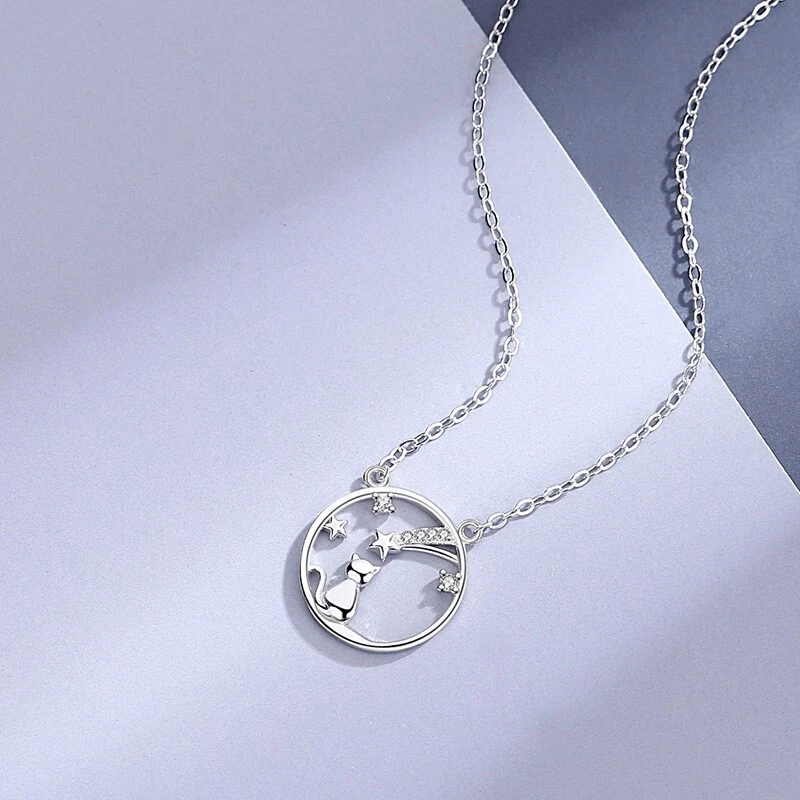 Katzen Paarketten Paar zwei Ketten Halsketten Anhänger S925 Silber Geschenk top - Bild 4 von 4