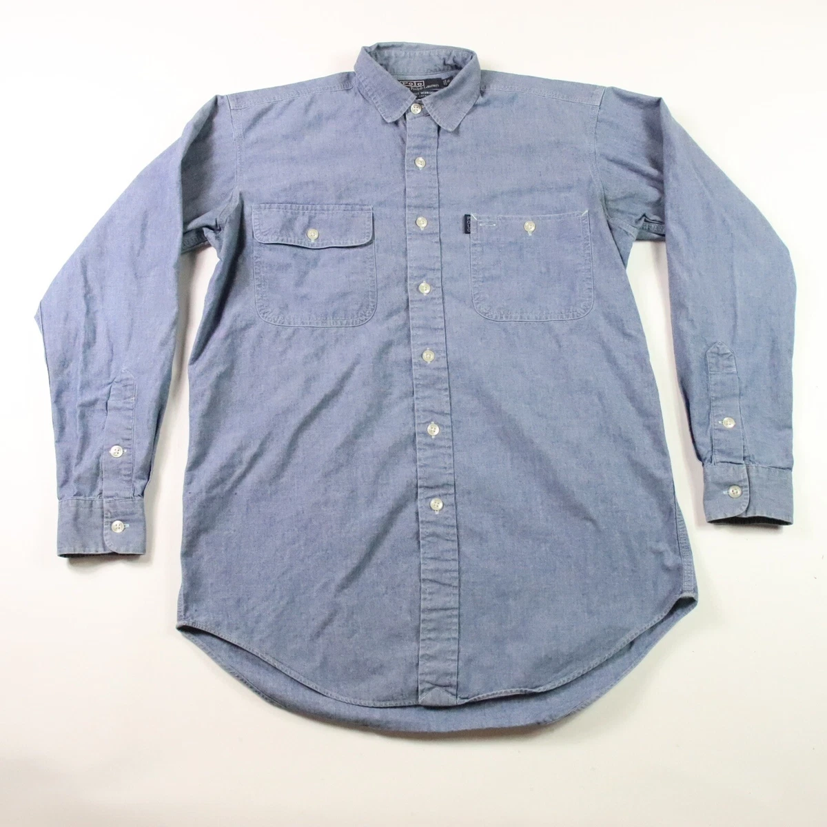 Polo Ralph Lauren Mens Dungaree Workshirt Button-Up Shirt Blue Long Sleeve S