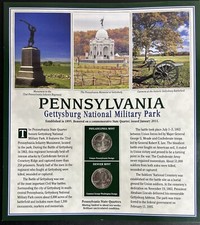PENNSYLVANIA GETTYSBURG Commemorative Statehood 2 Quarter / 2 stamps MATTED