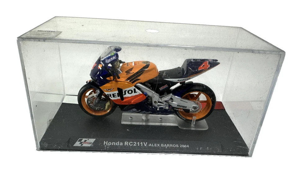 MODELLINO MOTO DIECAST HONDA RC211V ALEX BARROS 2004 1/24 - Immagine 2 di 4