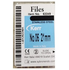  6-Pieces Kerr SybronEndo K-Files Size-06 Length-21mm Stainless Steel 62249