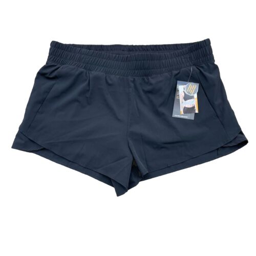 NEW! Women’s PLUS AVIA Running Shorts With Liner (2XL) 20 Black Poly Stretch NWT