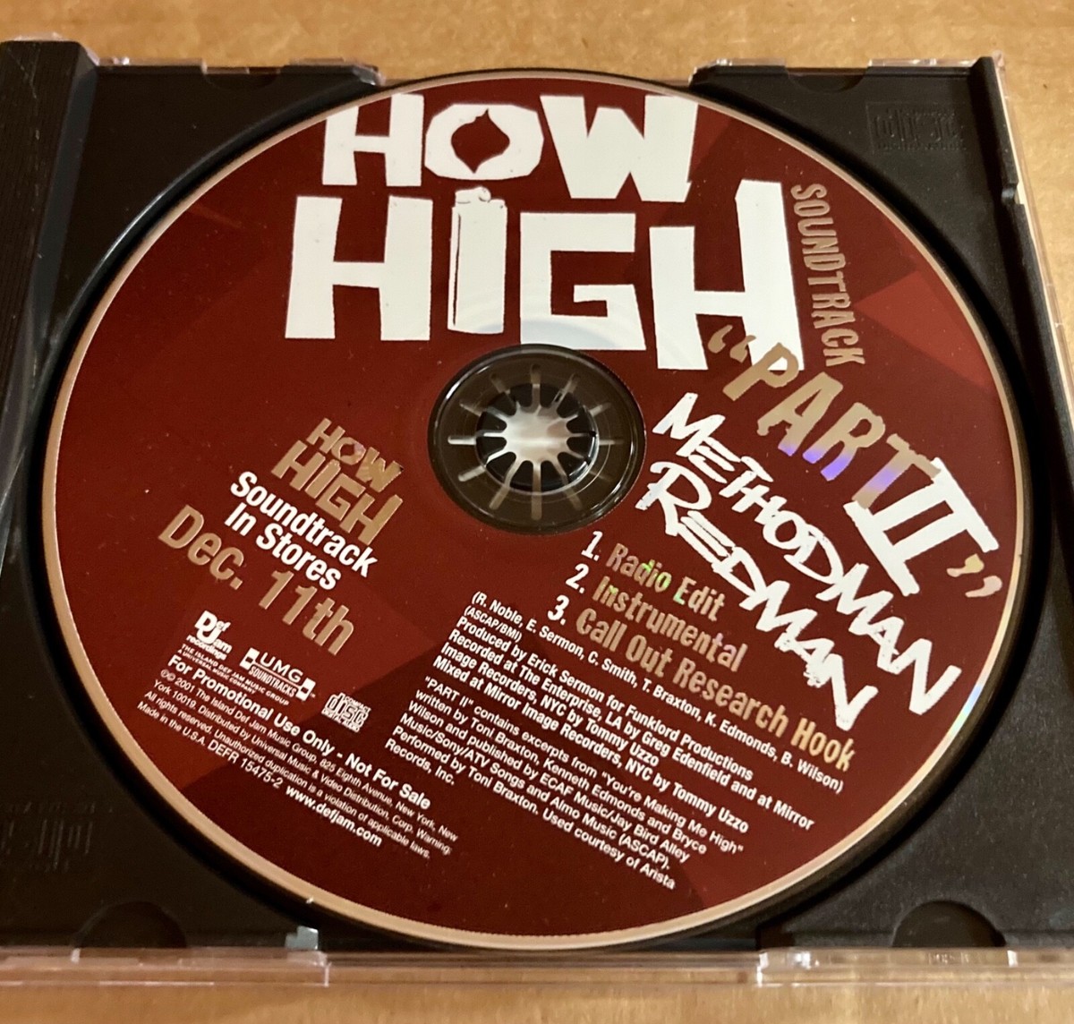Rare Promo CD Single - Method Man (Wu-Tang Clan) Redman Part