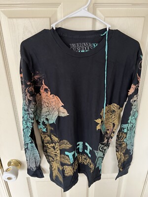 NWT True Love&False Idols BLACK L/S MEN'S T-Shirt Medium TLFI ANGEL WILL RISE LA