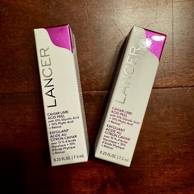 (2) TUBES Lancer Caviar Lime Acid Peel W/ Glycolic & Phytic Acid 0.25 oz EACH