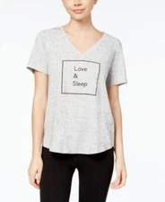 Alfani Graphic Pajama T-Shirt Gray Pebble Heather XS