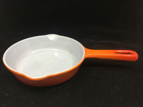 Cast Iron Saute Pan Descoware Desco Flame Red Orange 6-20 Sauce Belgium Skillet - Picture 3 of 7