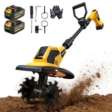 Cordless Garden Rotavator Tiller Cultivator Soil Farm Cultivator w/ 2 Batteries