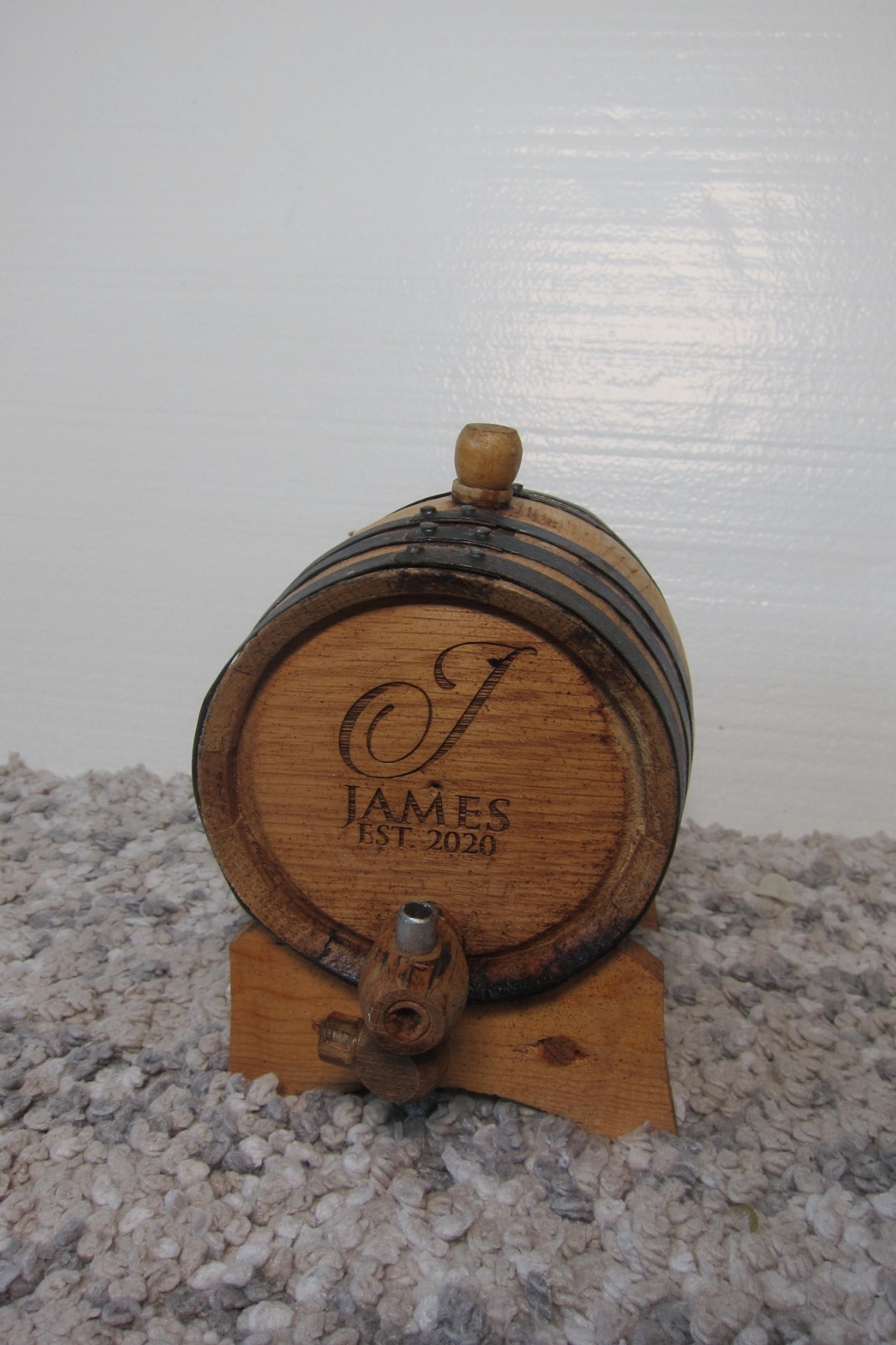 Personalized Mini Oak Aging Barrel with Stand and Spigot Bar Gift Man Cave Decor